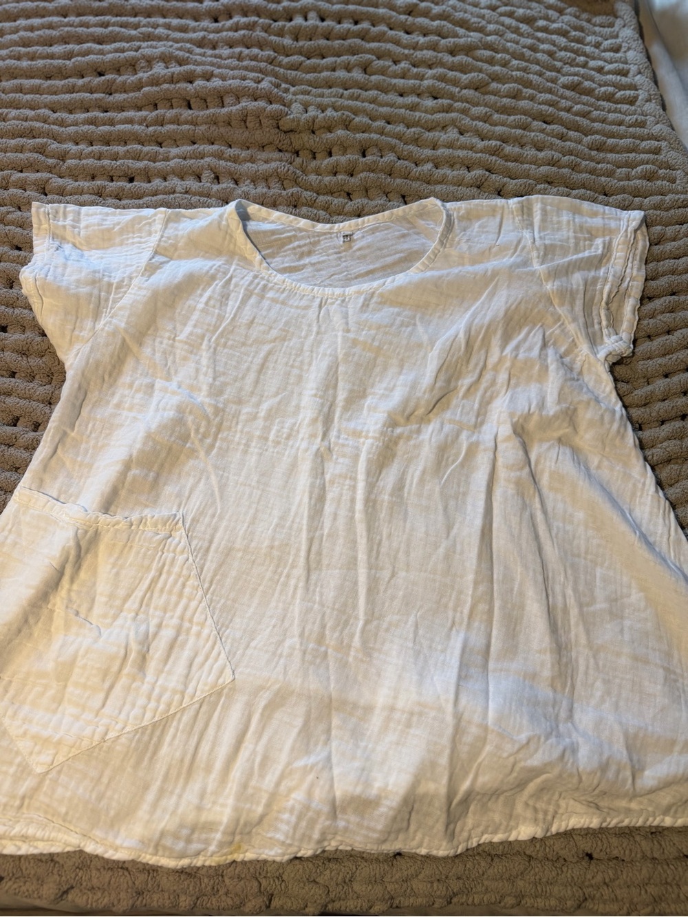 White Short-Sleeve Cotton Tunic Top